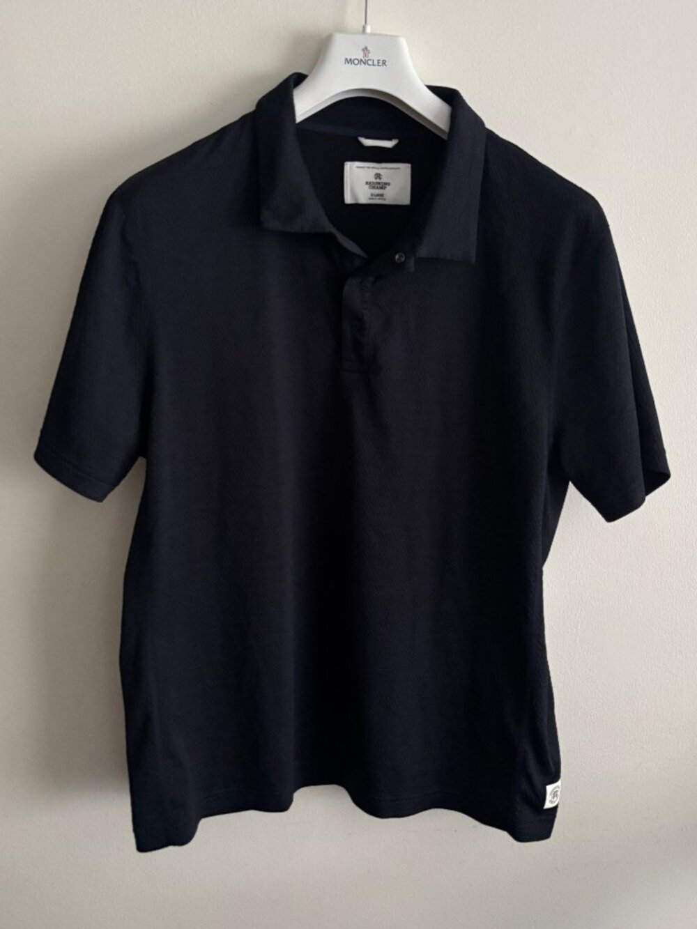 $120 Reigning Champ Black Solotex Mesh Tiebreak Standard Polo L - XL